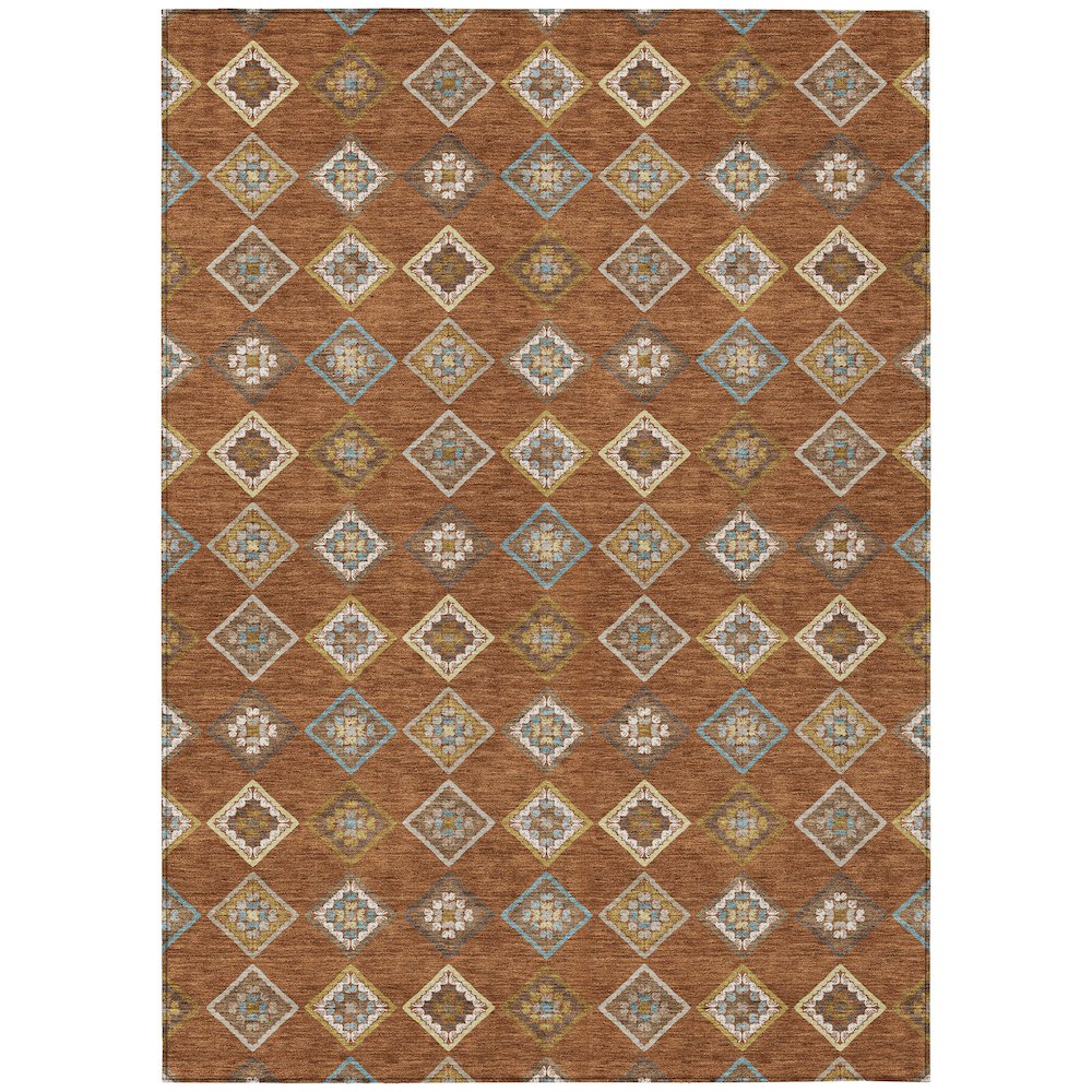Machine Washable Indoor/Outdoor Chantille ACN2624 Orange 10' x 14' Rug. Picture 1