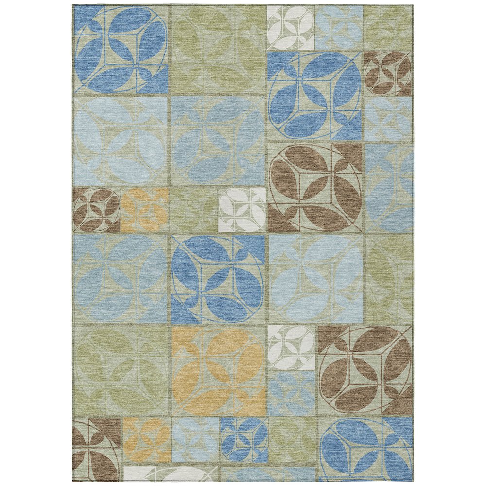 Machine Washable Indoor/Outdoor Chantille ACN2626 Green 10' x 14' Rug. Picture 1