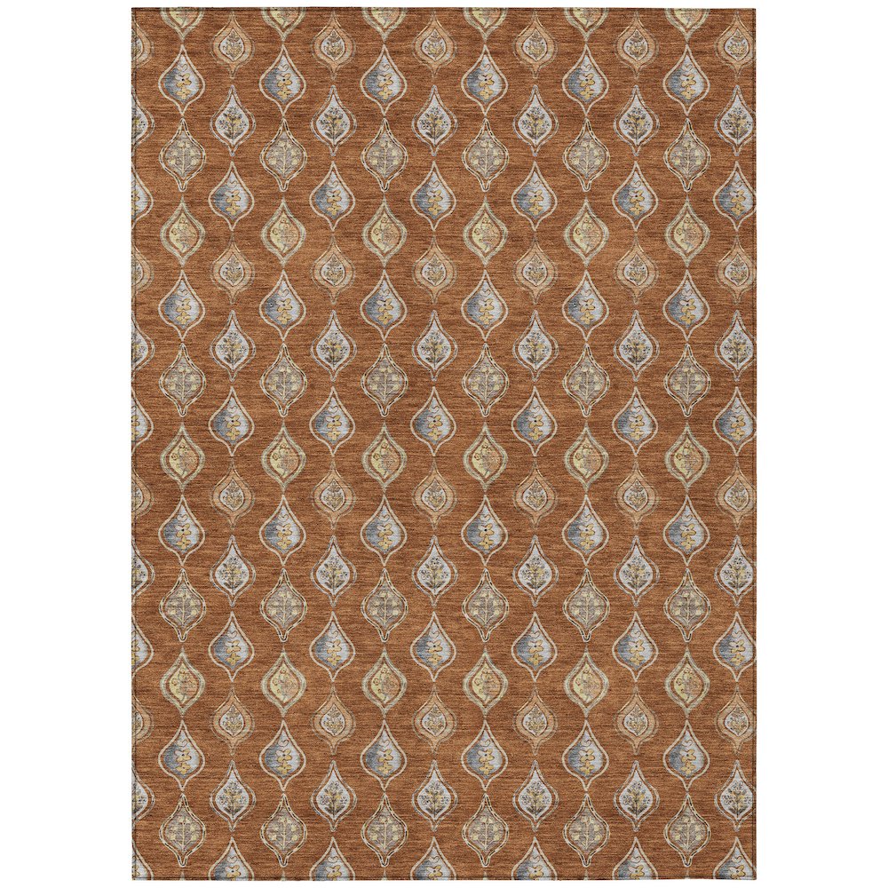 Machine Washable Indoor/Outdoor Chantille ACN2632 Orange 10' x 14' Rug. Picture 1