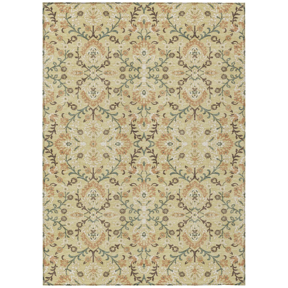 Machine Washable Indoor/Outdoor Chantille ACN2634 Gold 10' x 14' Rug. Picture 1