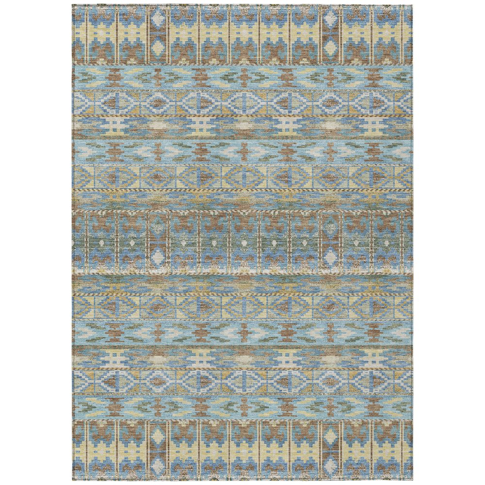 Machine Washable Indoor/Outdoor Chantille ACN2635 Teal 10' x 14' Rug. Picture 1