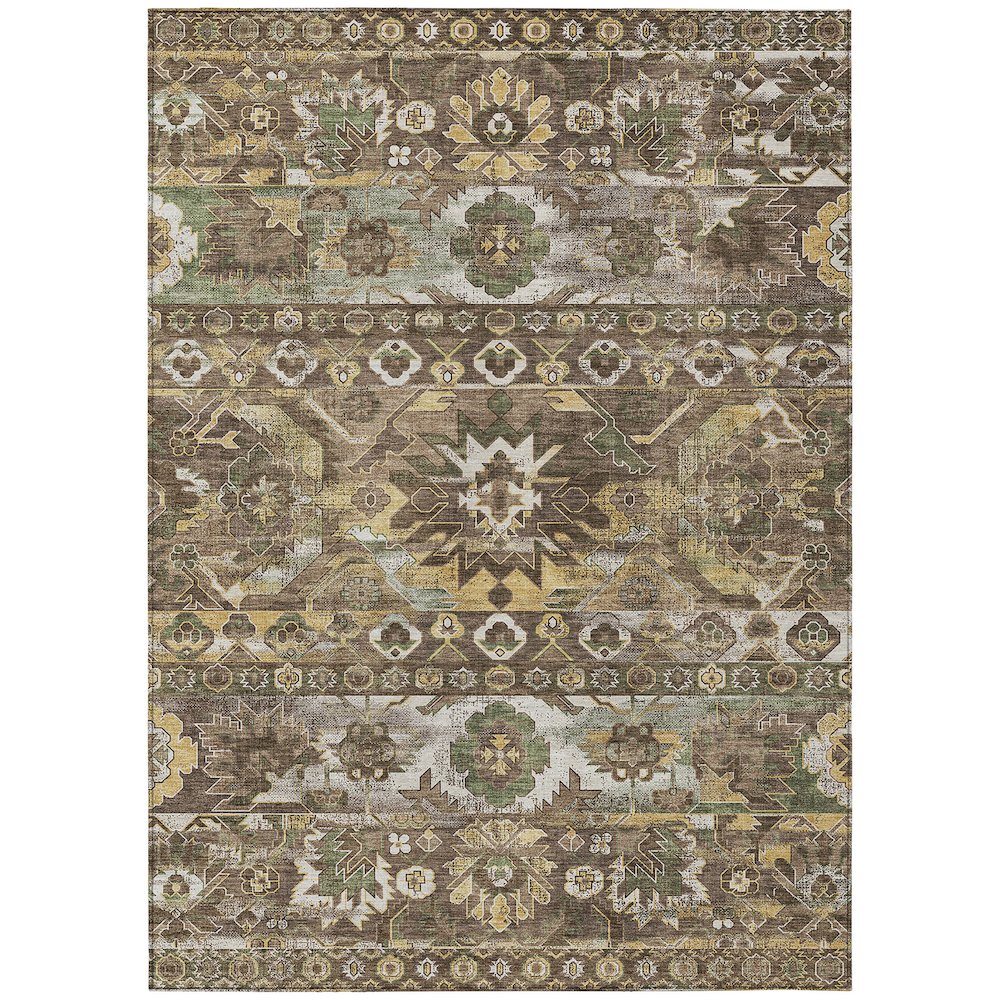 Machine Washable Indoor/Outdoor Chantille ACN2638 Brown 10' x 14' Rug. Picture 1