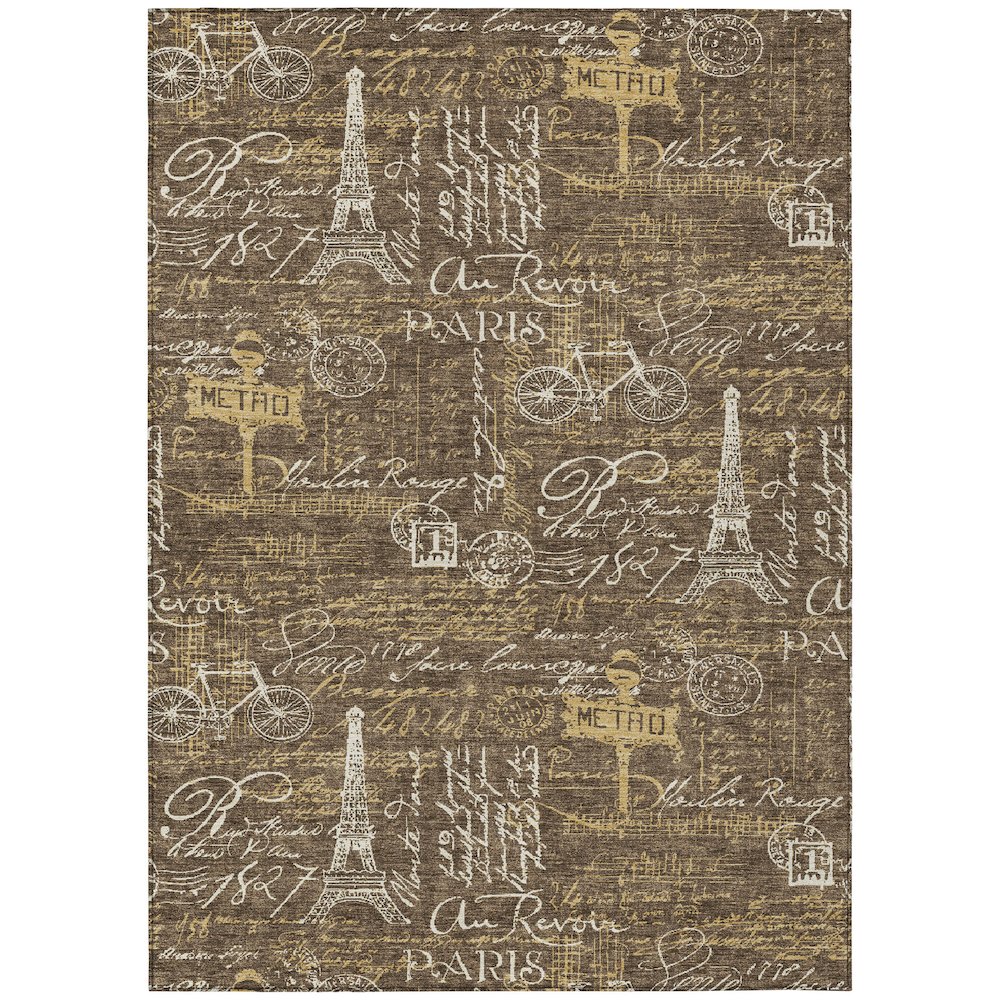 Machine Washable Indoor/Outdoor Chantille ACN2639 Brown 10' x 14' Rug. Picture 1