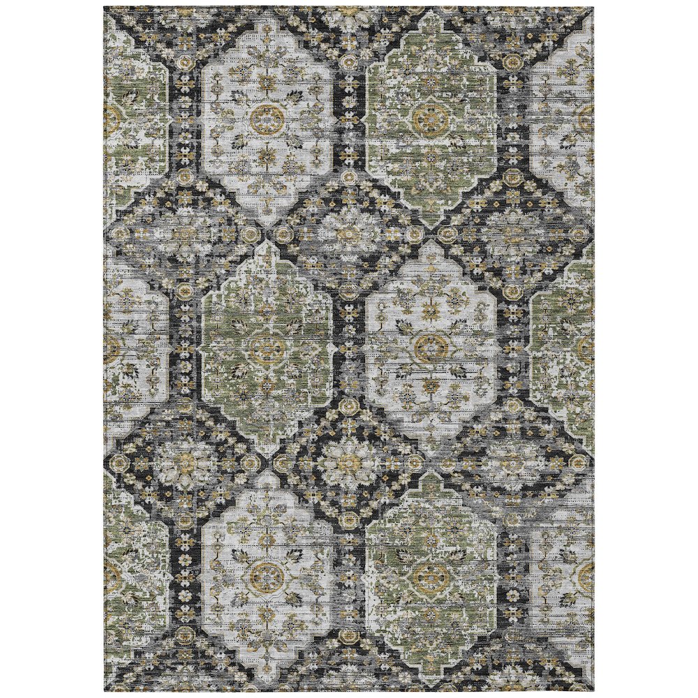 Machine Washable Indoor/Outdoor Chantille ACN2643 Black 10' x 14' Rug. Picture 1
