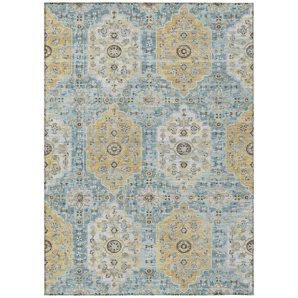 Machine Washable Indoor/Outdoor Chantille ACN2643 Teal 10' x 14' Rug. Picture 1