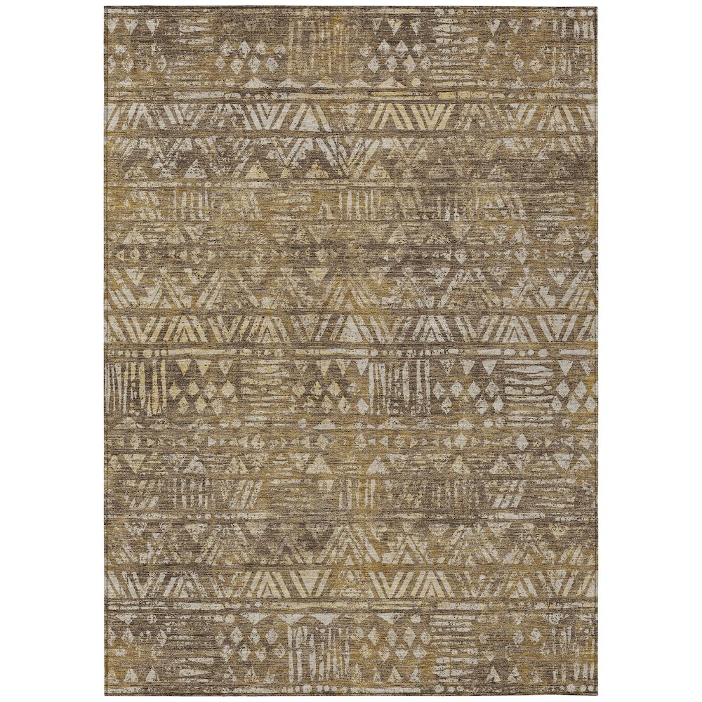 Machine Washable Indoor/Outdoor Chantille ACN2645 Brown 10' x 14' Rug. Picture 1