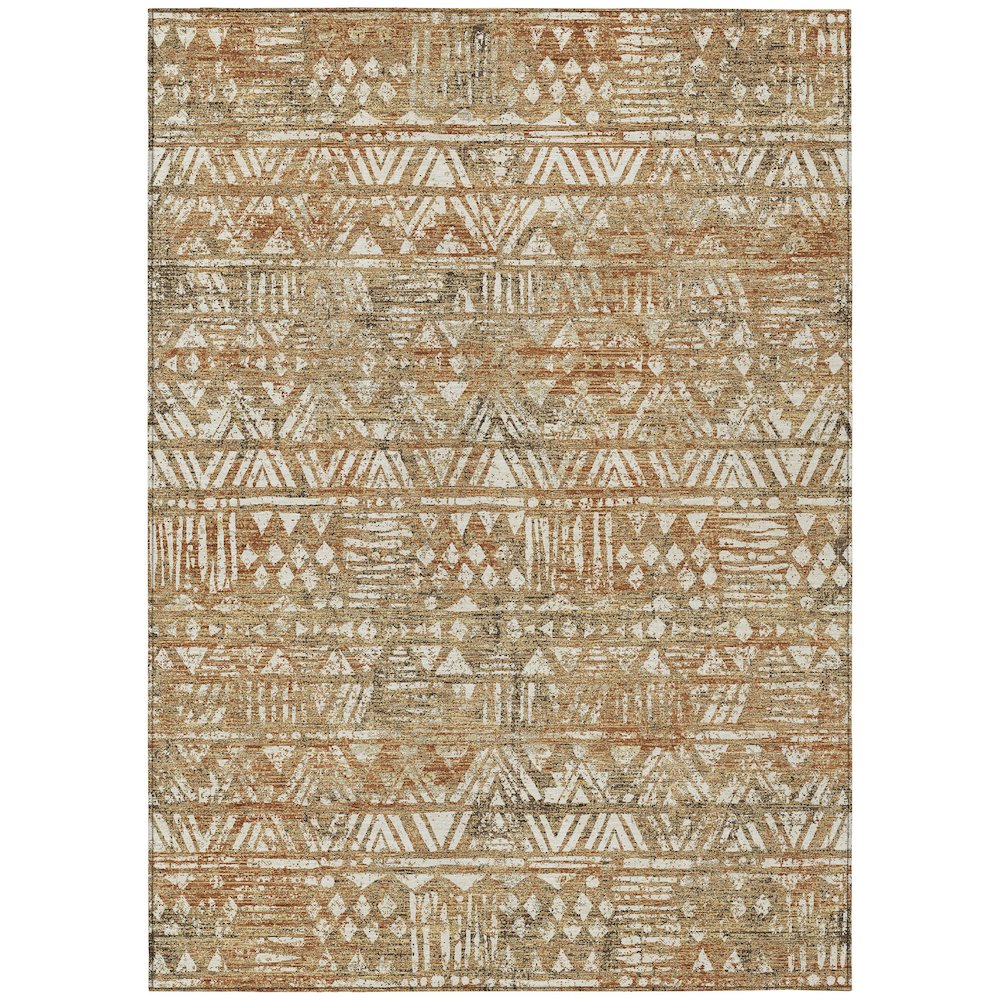 Machine Washable Indoor/Outdoor Chantille ACN2645 Orange 10' x 14' Rug. Picture 1