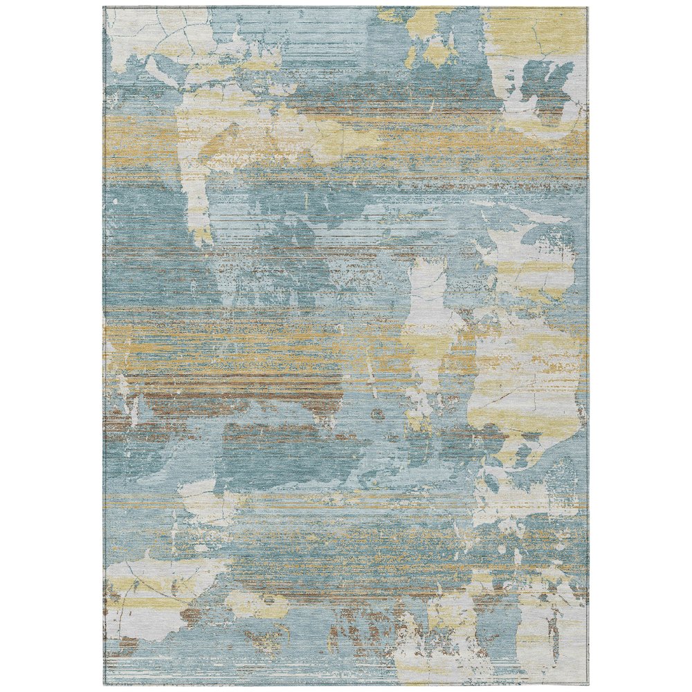 Machine Washable Indoor/Outdoor Chantille ACN2646 Teal 10' x 14' Rug. Picture 1