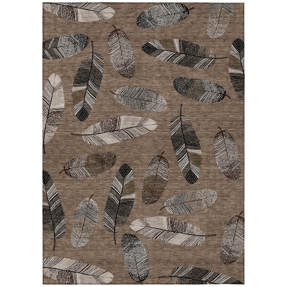 Machine Washable Indoor/Outdoor Chantille ACN2649 Brown 10' x 14' Rug. Picture 1