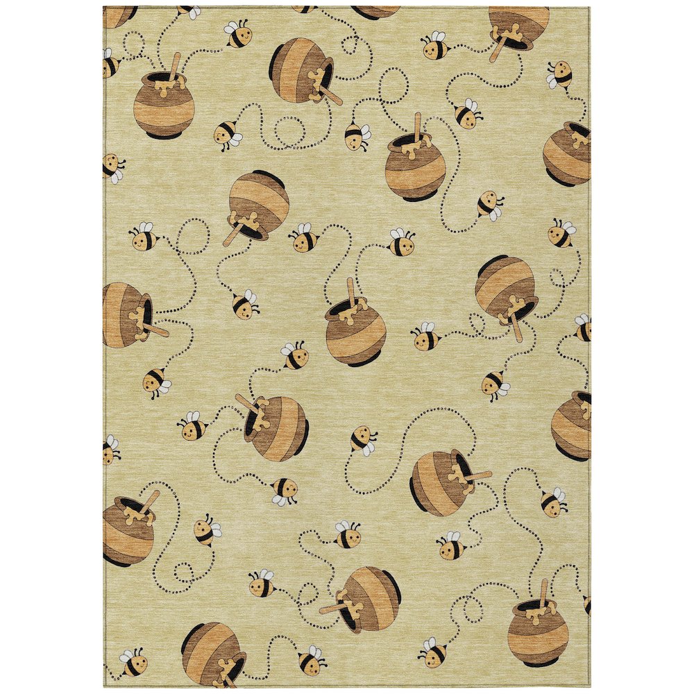Machine Washable Indoor/Outdoor Chantille ACN2650 Gold 10' x 14' Rug. Picture 1