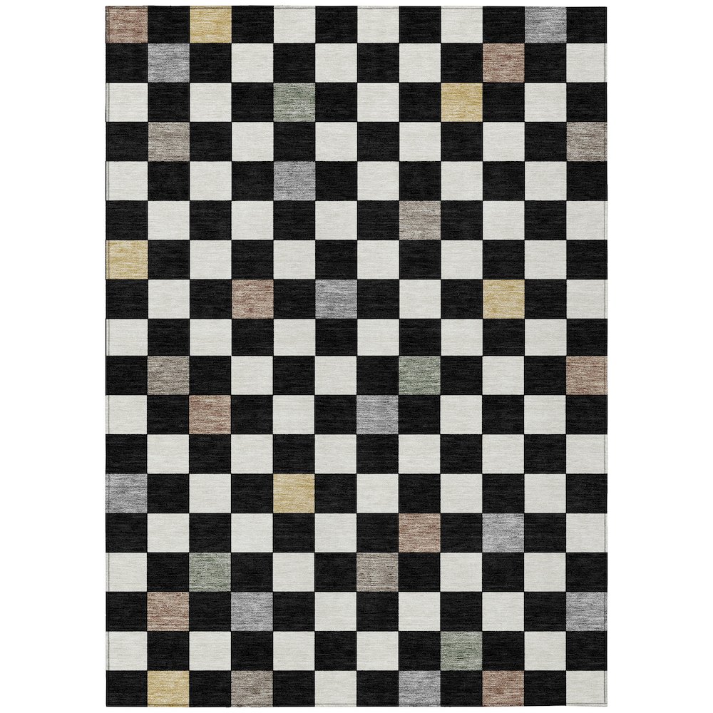 Machine Washable Indoor/Outdoor Chantille ACN2656 Black 10' x 14' Rug. Picture 1