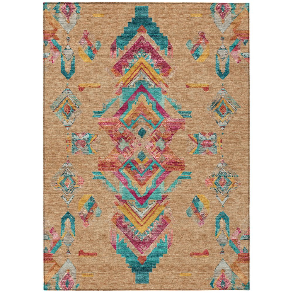 Machine Washable Indoor/Outdoor Chantille ACN2661 Orange 10' x 14' Rug. Picture 1