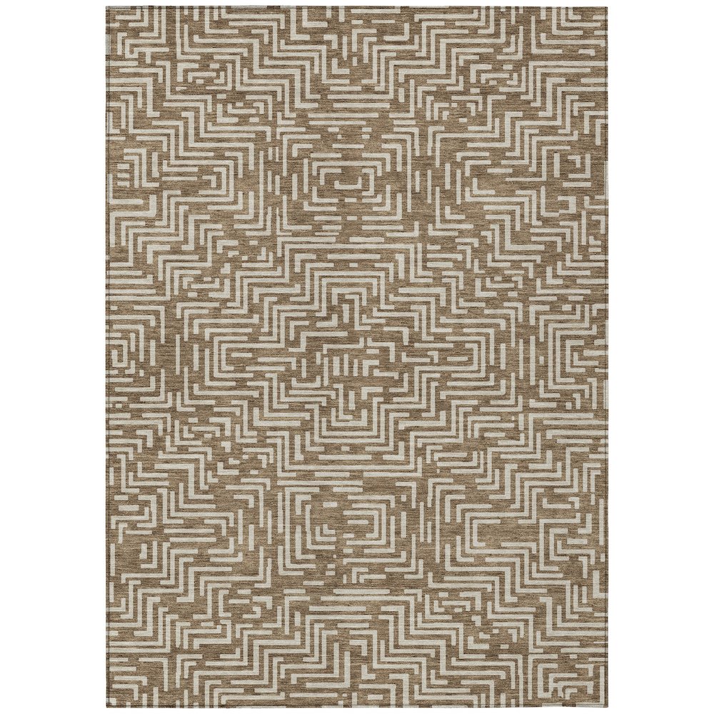 Machine Washable Indoor/Outdoor Chantille ACN2664 Brown 10' x 14' Rug. Picture 1