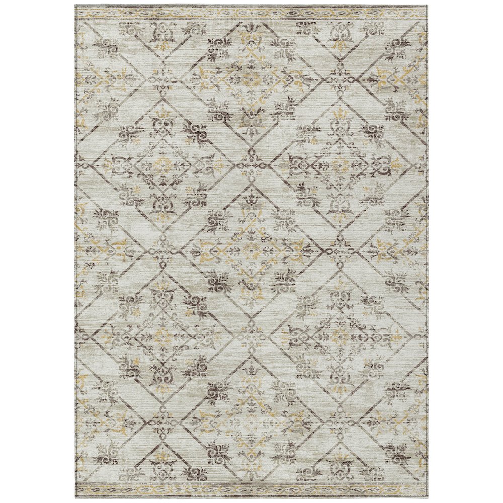 Machine Washable Indoor/Outdoor Chantille ACN2665 Brown 10' x 14' Rug. Picture 1
