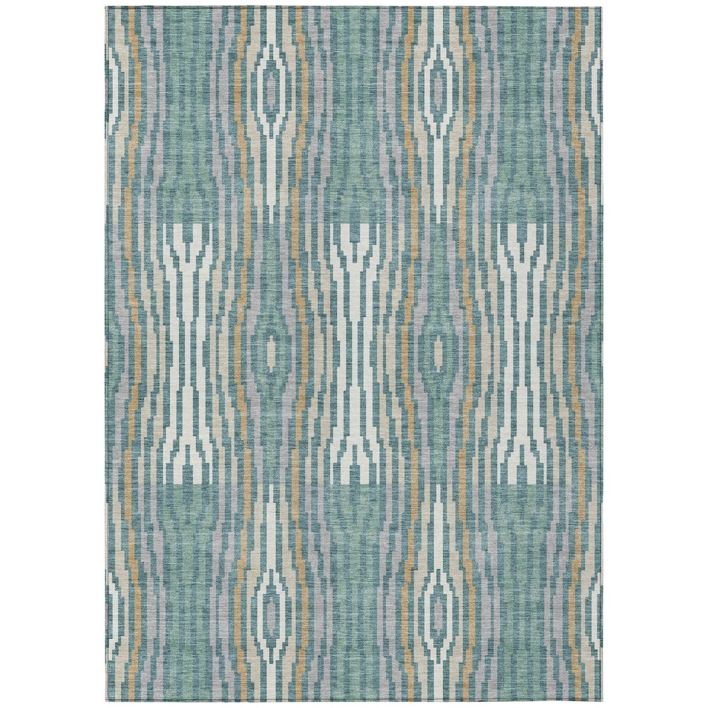 Machine Washable Indoor/Outdoor Chantille ACN2666 Teal 10' x 14' Rug. Picture 1