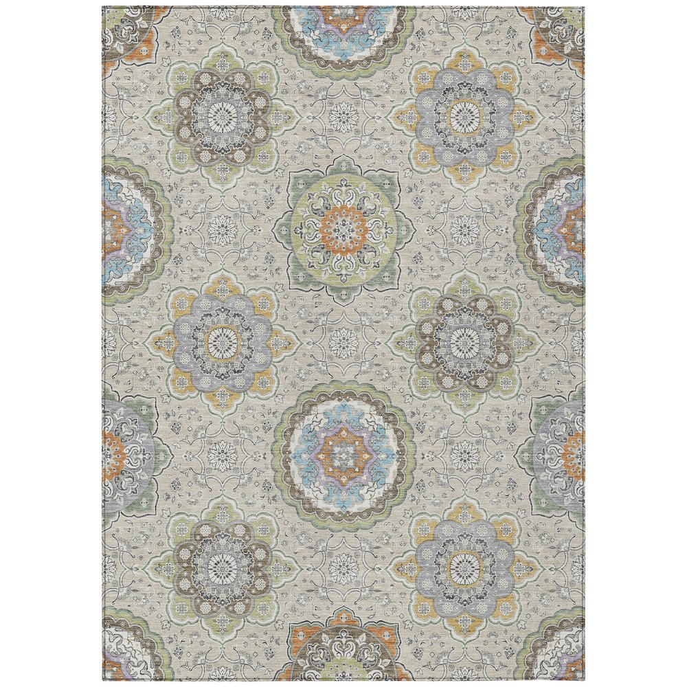Machine Washable Indoor/Outdoor Chantille ACN2667 Brown 10' x 14' Rug. Picture 1
