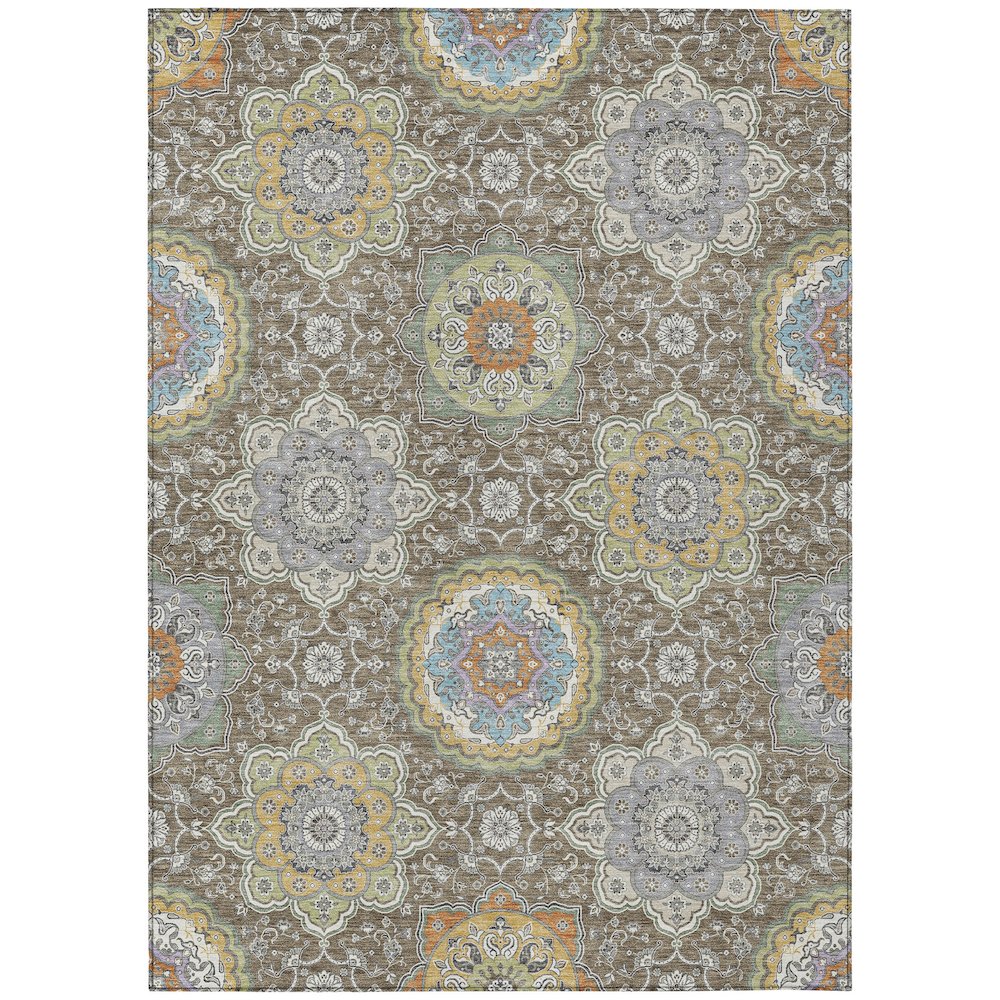 Machine Washable Indoor/Outdoor Chantille ACN2667 Brown 10' x 14' Rug. Picture 1