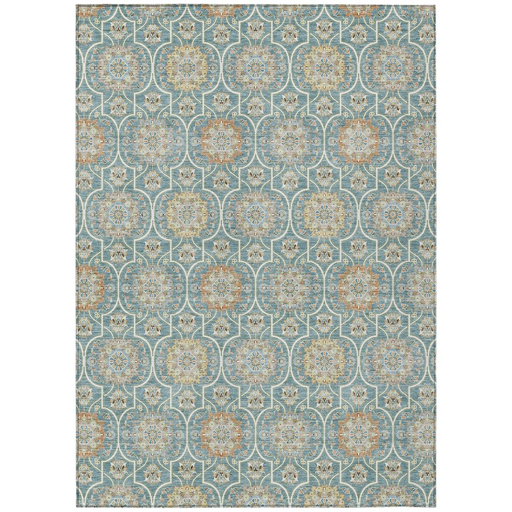 Machine Washable Indoor/Outdoor Chantille ACN2670 Teal 10' x 14' Rug. Picture 1