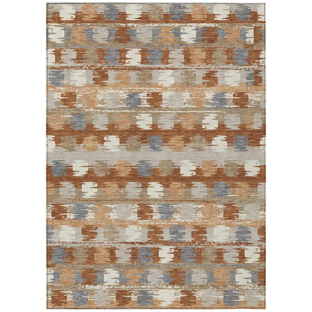 Machine Washable Indoor/Outdoor Chantille ACN2673 Orange 10' x 14' Rug. Picture 1