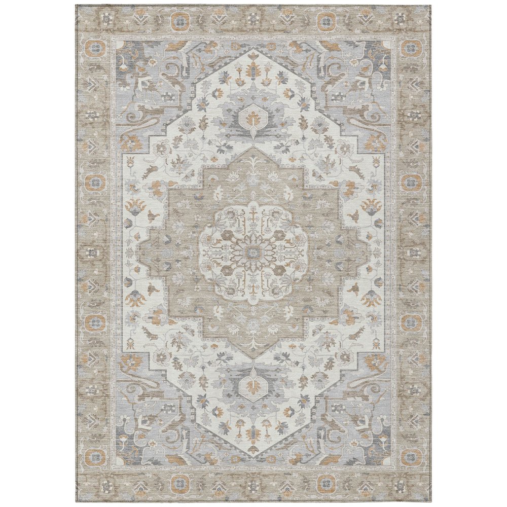 Machine Washable Indoor/Outdoor Chantille ACN2674 Brown 10' x 14' Rug. Picture 1