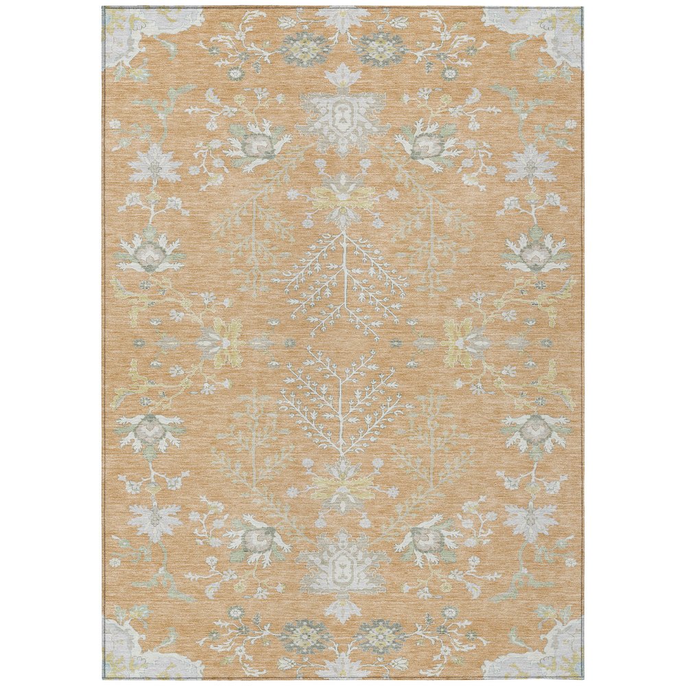 Machine Washable Indoor/Outdoor Chantille ACN2676 Orange 10' x 14' Rug. Picture 1