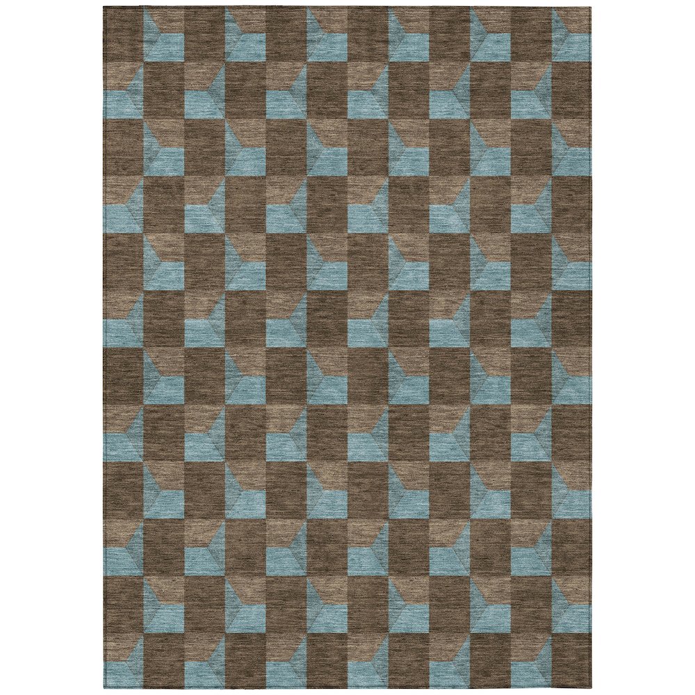 Machine Washable Indoor/Outdoor Chantille ACN2680 Brown 10' x 14' Rug. Picture 1
