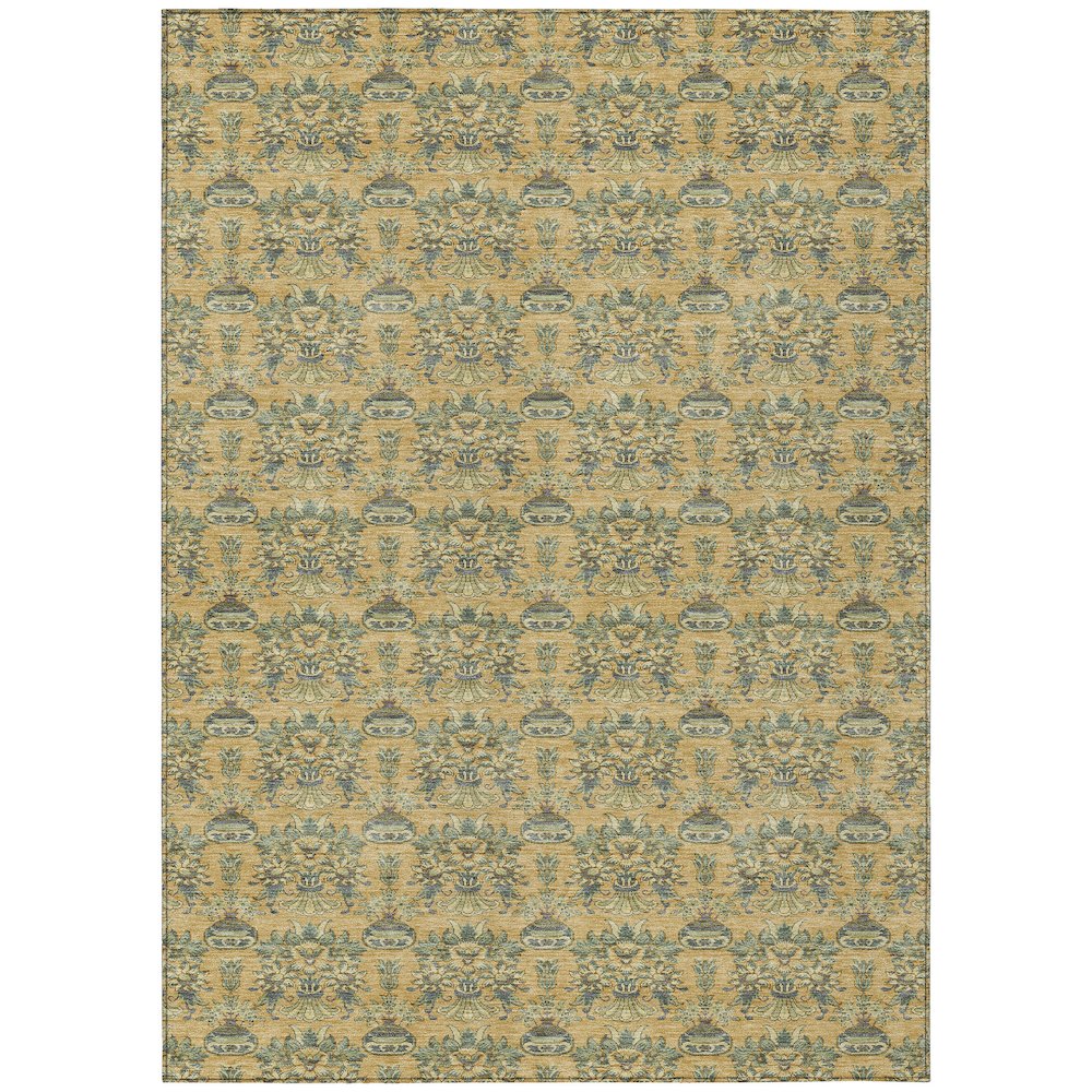 Machine Washable Indoor/Outdoor Chantille ACN2682 Gold 10' x 14' Rug. Picture 1