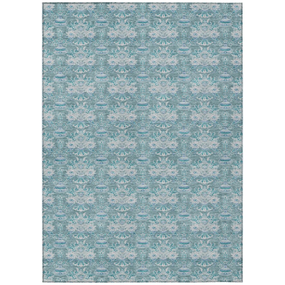 Machine Washable Indoor/Outdoor Chantille ACN2682 Teal 10' x 14' Rug. Picture 1