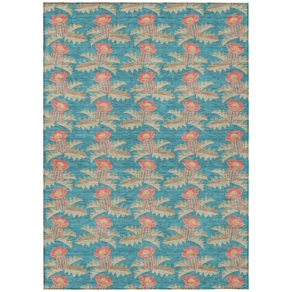 Machine Washable Indoor/Outdoor Chantille ACN2684 Teal 10' x 14' Rug. Picture 1