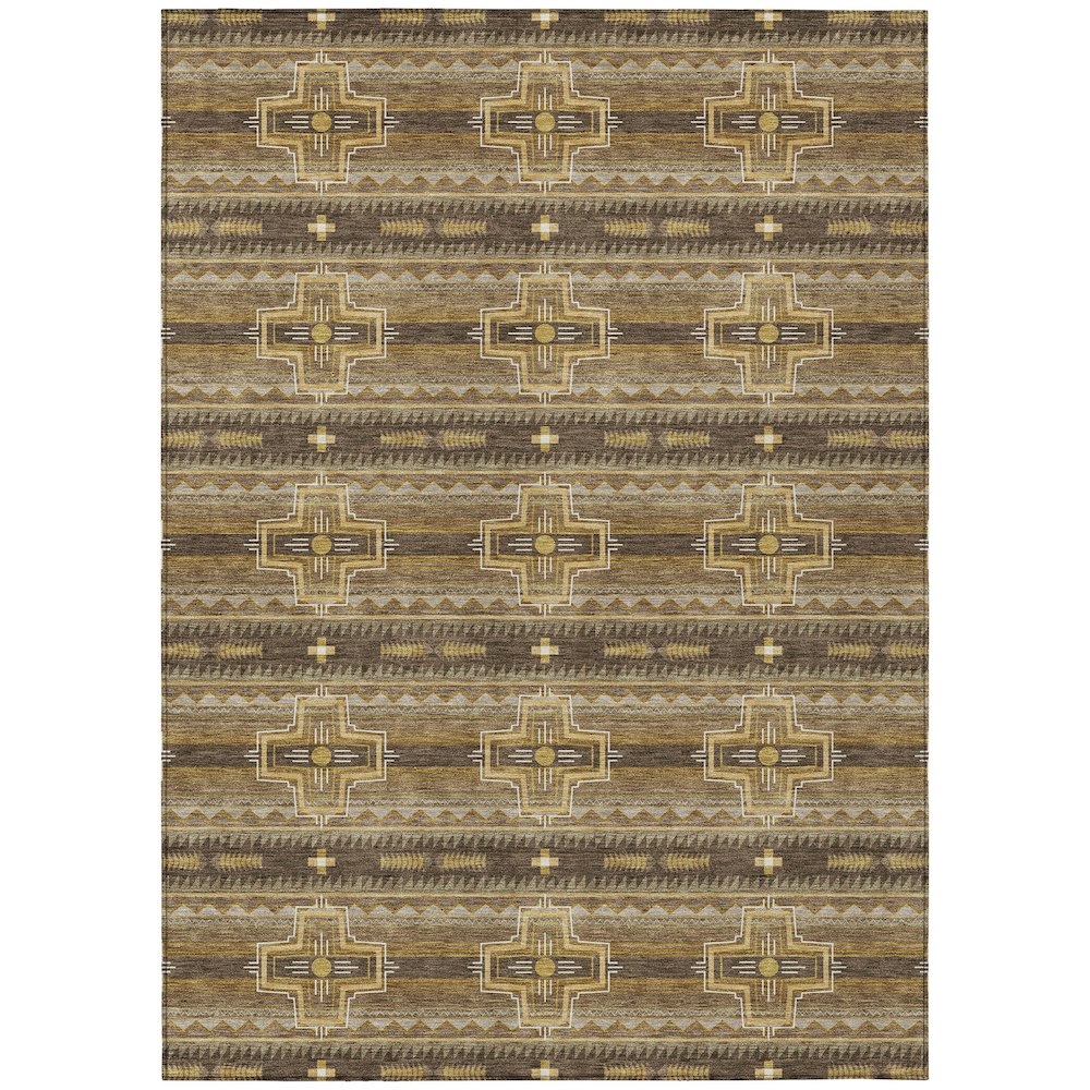Machine Washable Indoor/Outdoor Chantille ACN2688 Brown 10' x 14' Rug. Picture 1