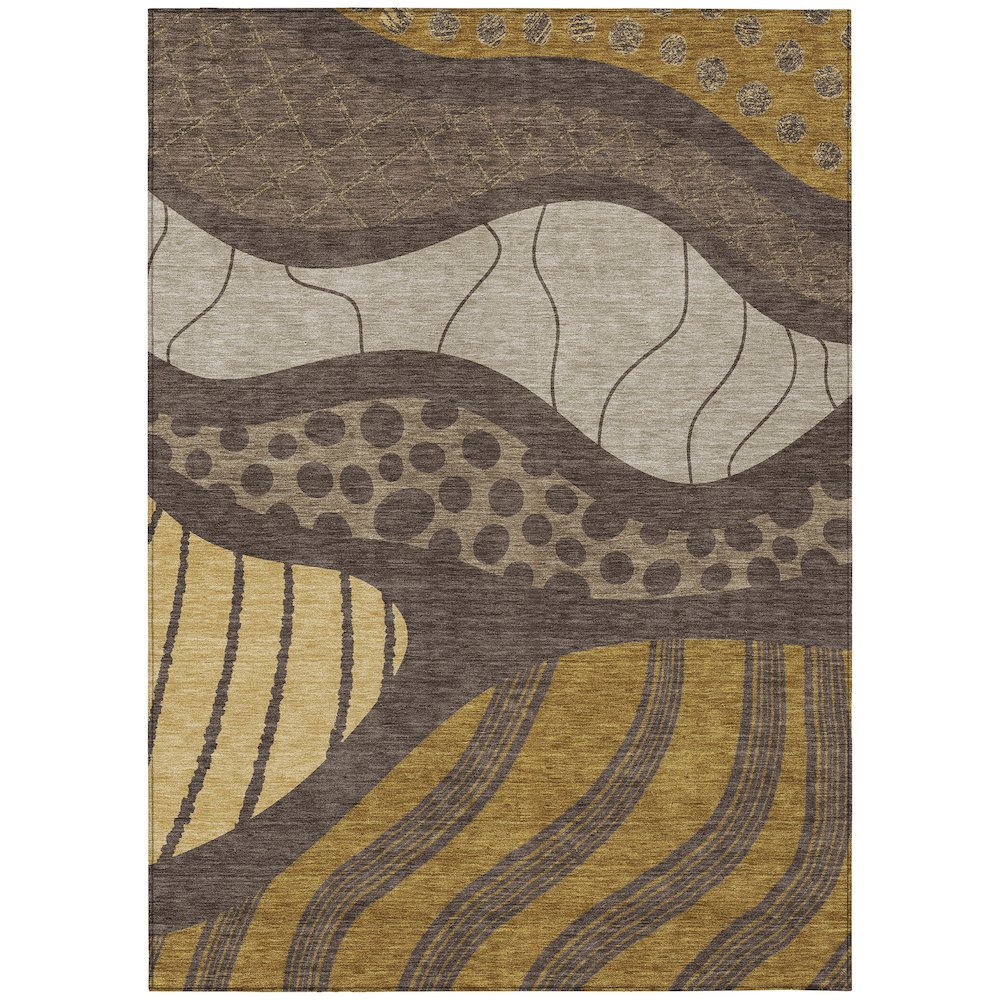 Machine Washable Indoor/Outdoor Chantille ACN2689 Brown 10' x 14' Rug. Picture 1