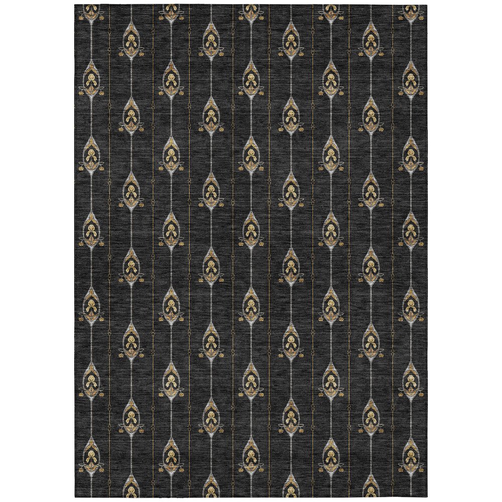 Machine Washable Indoor/Outdoor Chantille ACN2691 Black 10' x 14' Rug. Picture 1