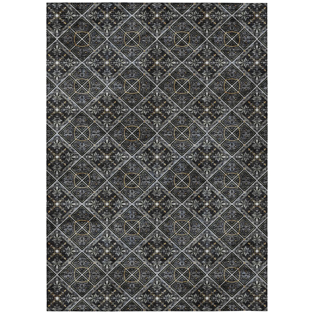 Machine Washable Indoor/Outdoor Chantille ACN2692 Black 10' x 14' Rug. Picture 1
