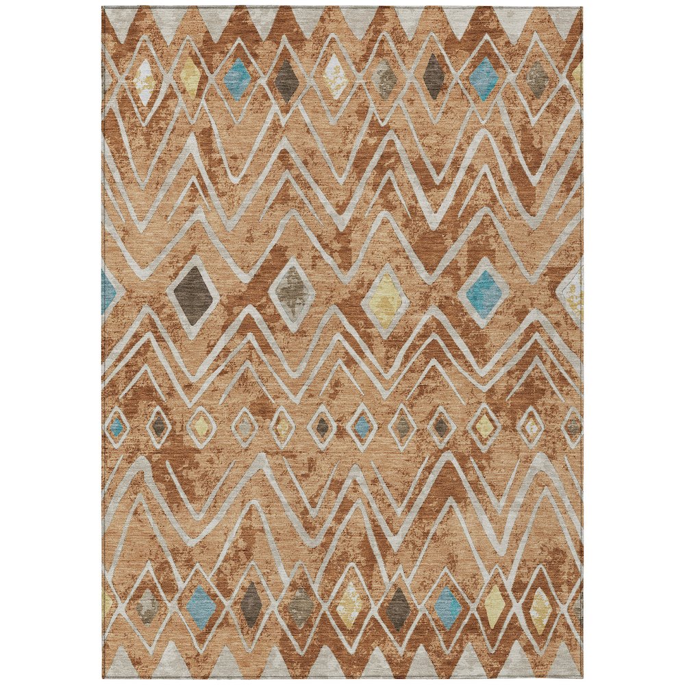 Machine Washable Indoor/Outdoor Chantille ACN2702 Orange 10' x 14' Rug. Picture 1