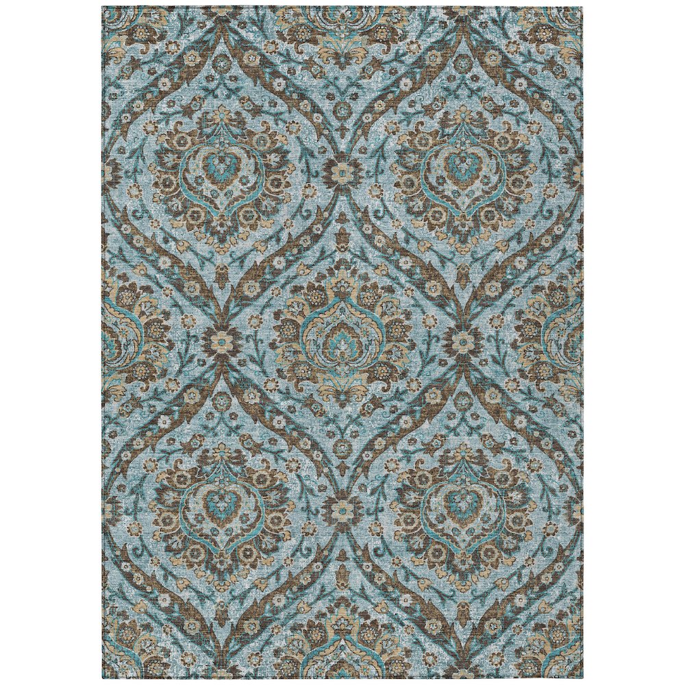 Machine Washable Indoor/Outdoor Chantille ACN2703 Teal 10' x 14' Rug. Picture 1