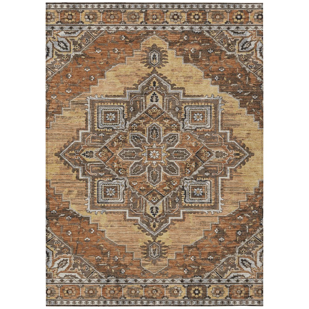 Machine Washable Indoor/Outdoor Chantille ACN2704 Orange 10' x 14' Rug. Picture 1