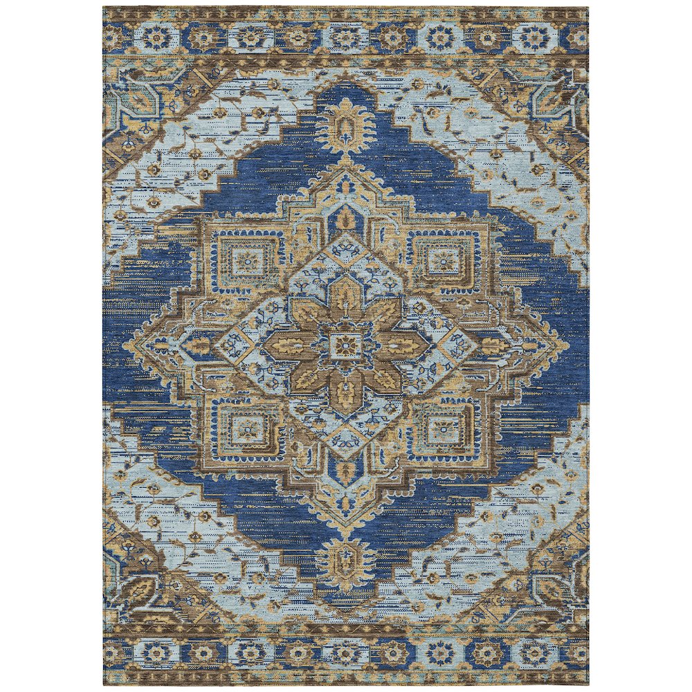 Machine Washable Indoor/Outdoor Chantille ACN2704 Blue 10' x 14' Rug. Picture 1
