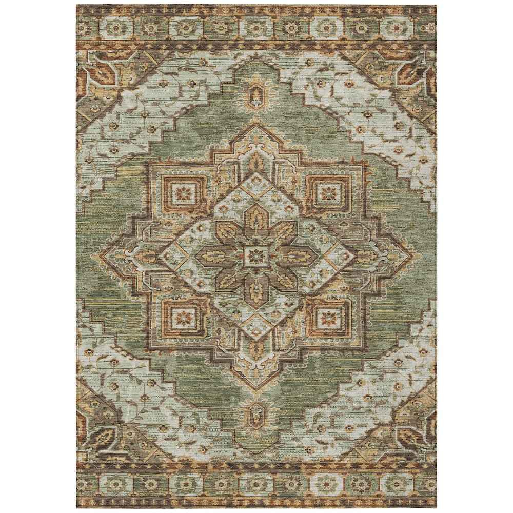 Machine Washable Indoor/Outdoor Chantille ACN2704 Green 10' x 14' Rug. Picture 1