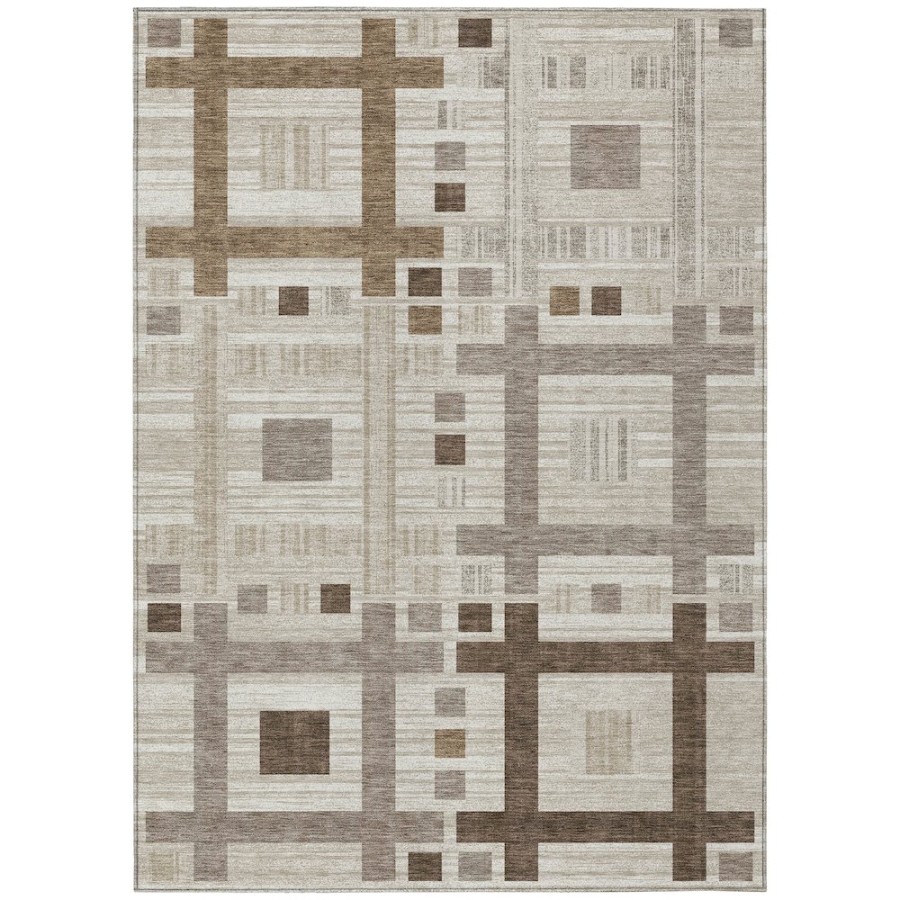 Machine Washable Indoor/Outdoor Chantille ACN2708 Brown 10' x 14' Rug. Picture 1