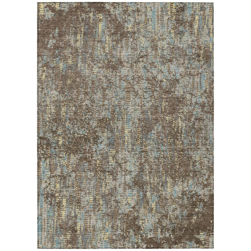 Machine Washable Indoor/Outdoor Chantille ACN2710 Brown 10' x 14' Rug. Picture 1