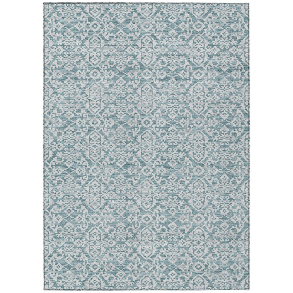 Machine Washable Indoor/Outdoor Chantille ACN2712 Teal 10' x 14' Rug. Picture 1