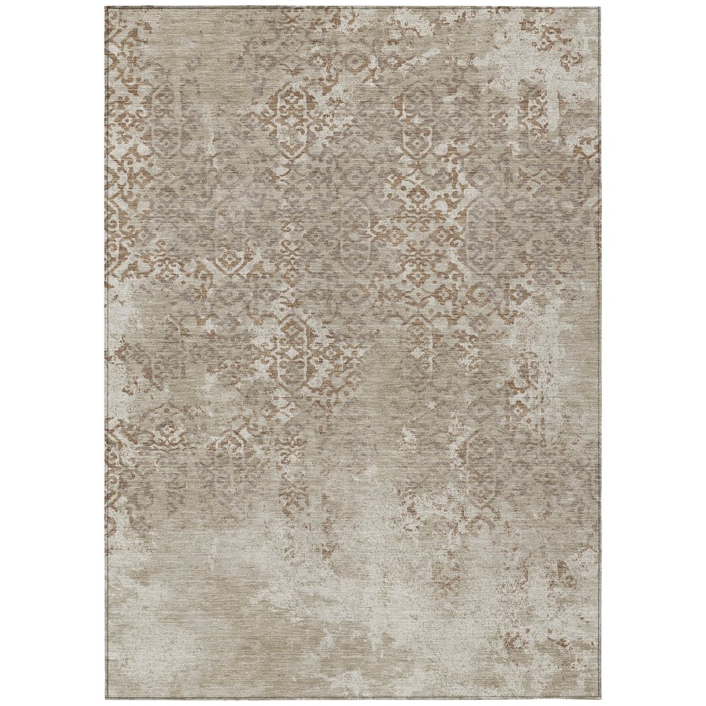 Machine Washable Indoor/Outdoor Chantille ACN2713 Brown 10' x 14' Rug. Picture 1