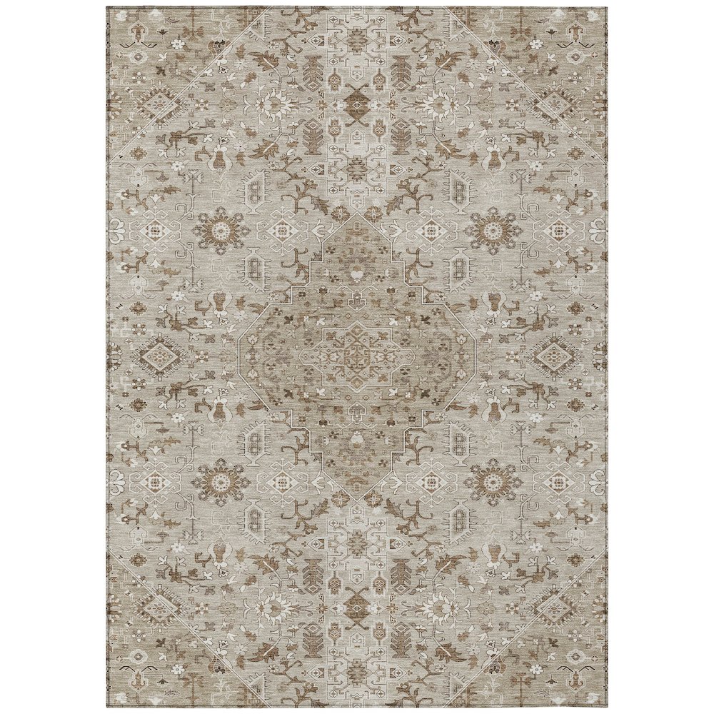 Machine Washable Indoor/Outdoor Chantille ACN2714 Brown 10' x 14' Rug. Picture 1