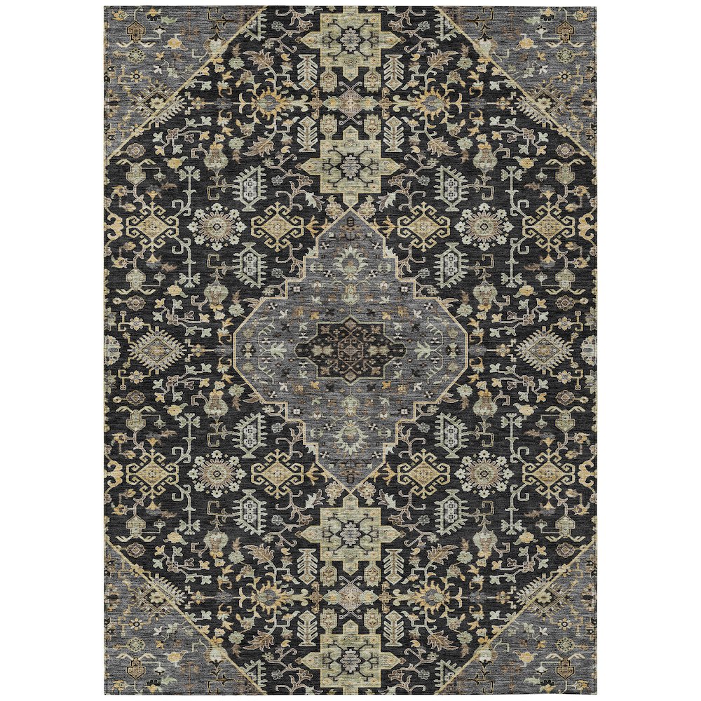Machine Washable Indoor/Outdoor Chantille ACN2714 Black 10' x 14' Rug. Picture 1