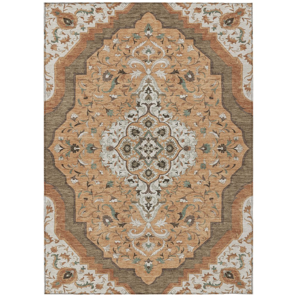 Machine Washable Indoor/Outdoor Chantille ACN2715 Orange 10' x 14' Rug. Picture 1