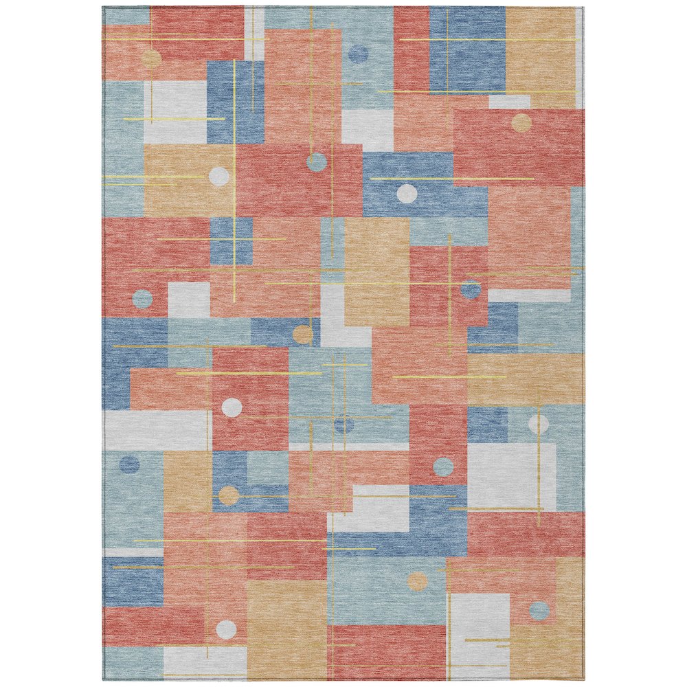 Machine Washable Indoor/Outdoor Chantille ACN2716 Orange 10' x 14' Rug. Picture 1