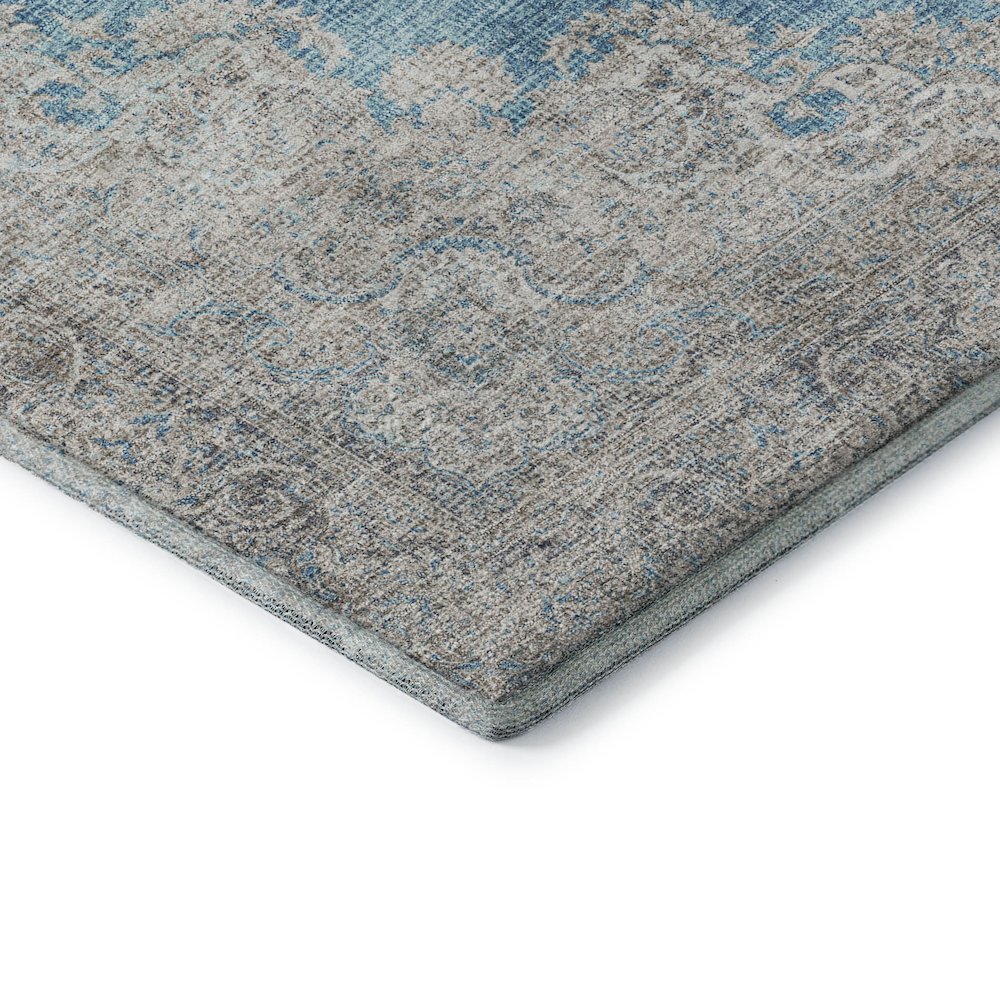 Premium Machine Washable Mayfield AMF1003 Teal 8' x 8' Round Rug. Picture 3