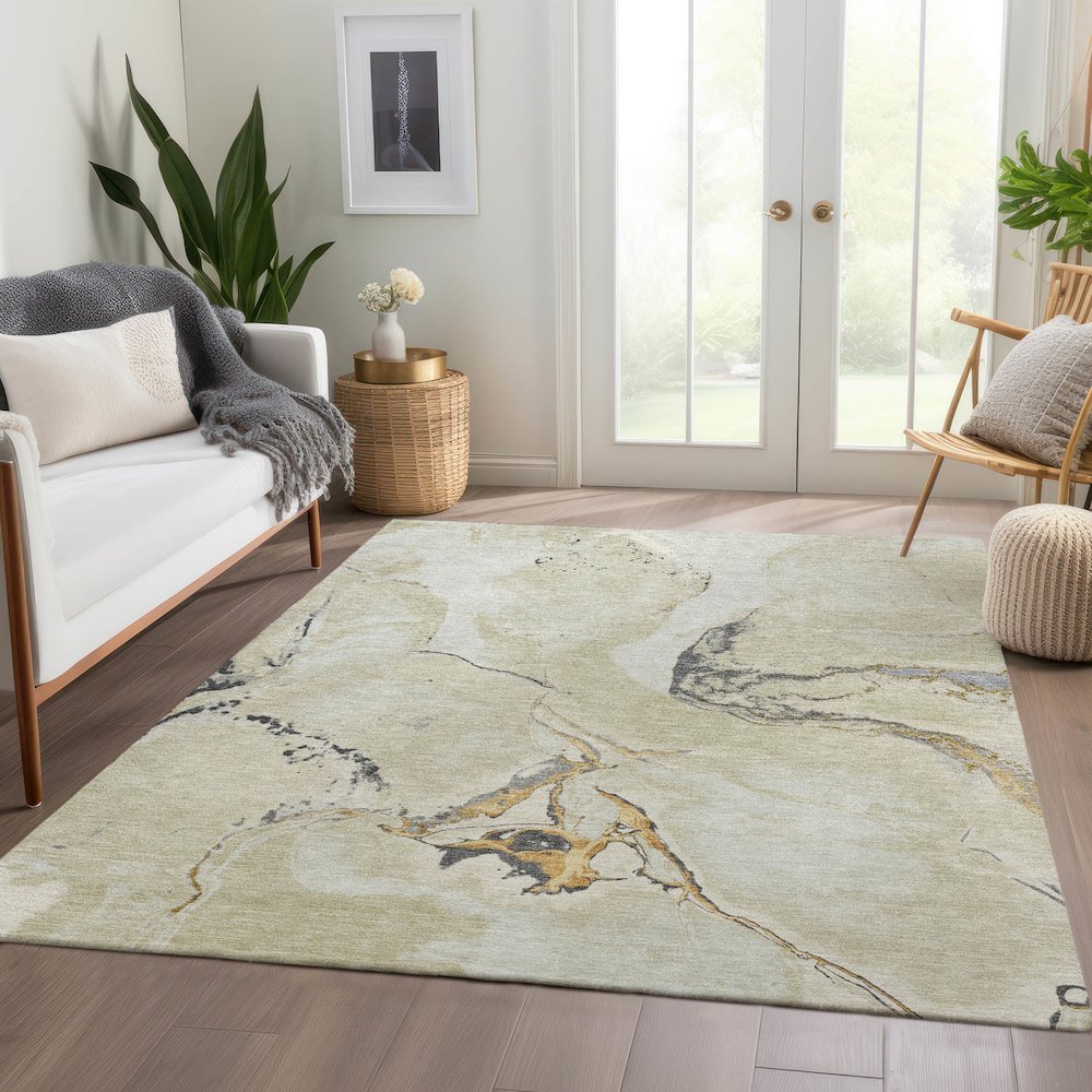 Premium Machine Washable Mayfield AMF1005 Ivory 10' x 14' Rug. Picture 6