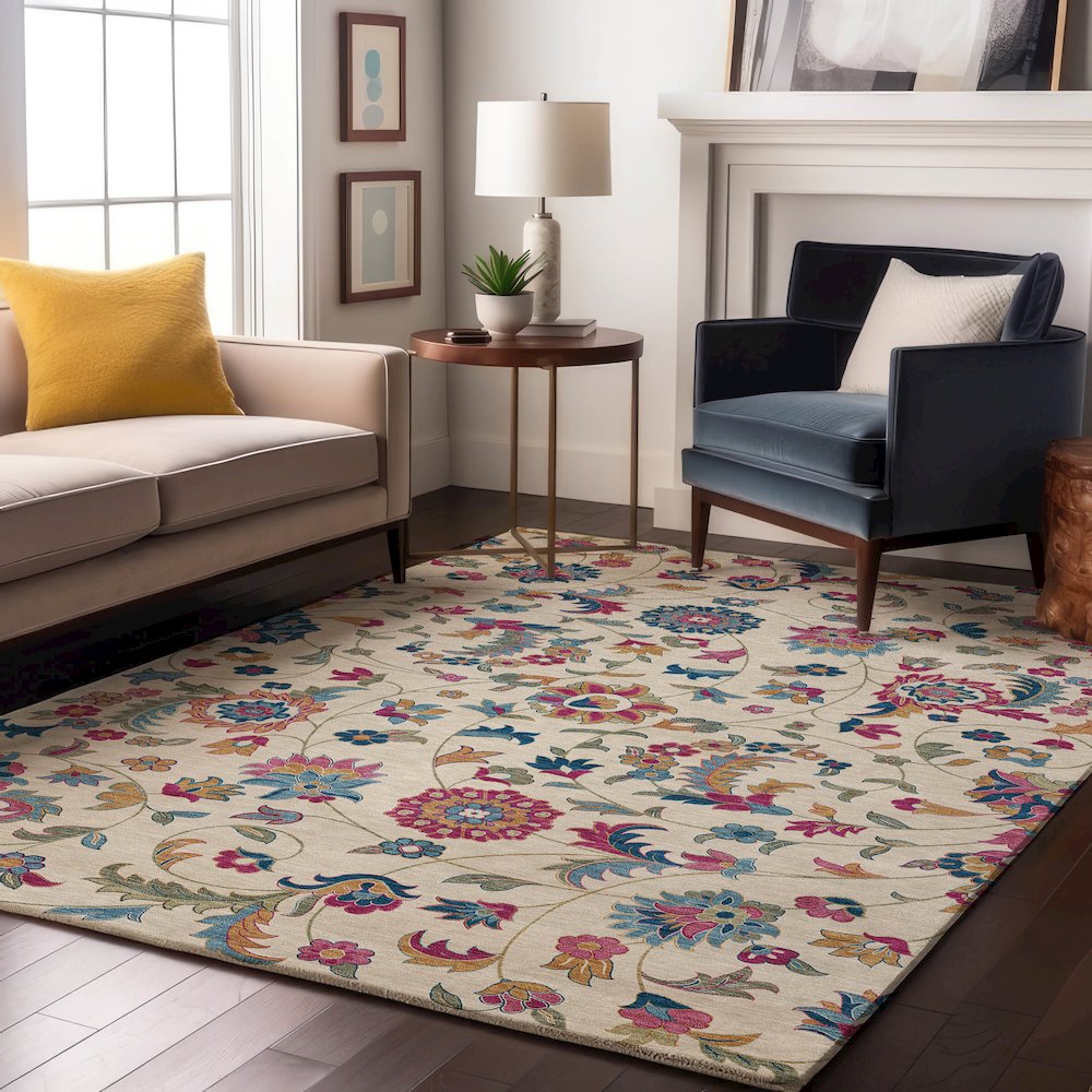 Premium Machine Washable Mayfield AMF1006 Linen 10' x 14' Rug. Picture 5