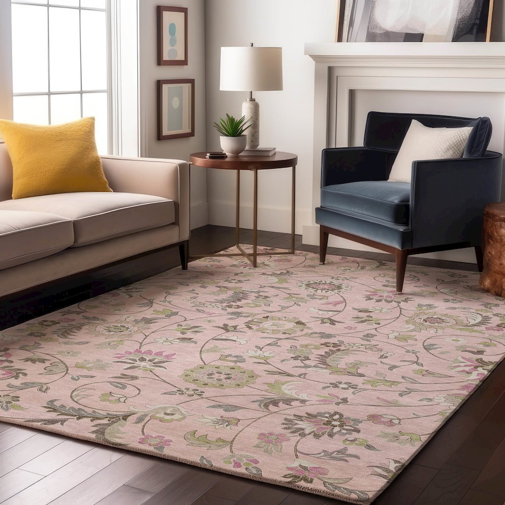 Premium Machine Washable Mayfield AMF1006 Pink 10' x 14' Rug. Picture 5